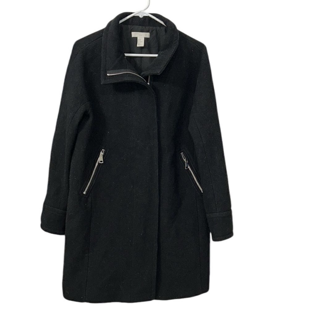 H&M Black Wool Blend High Collar Coat(Size 8)